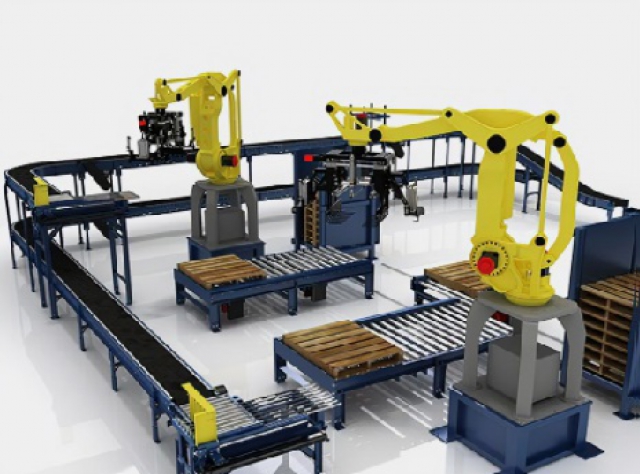 Robot automatic palletizing production line